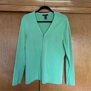 Lands’ End Green Zip Up Cardigan Sweater Size Medium